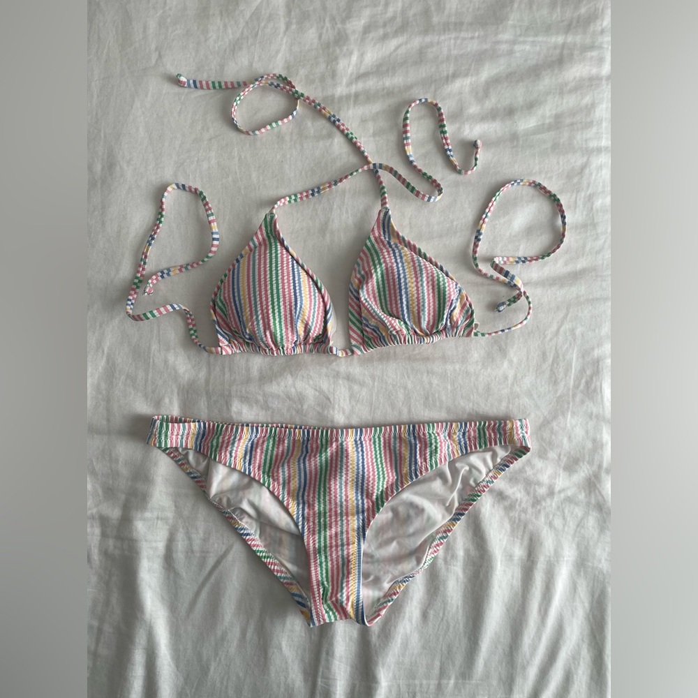 J. Crew Pastel Striped Bikini Set